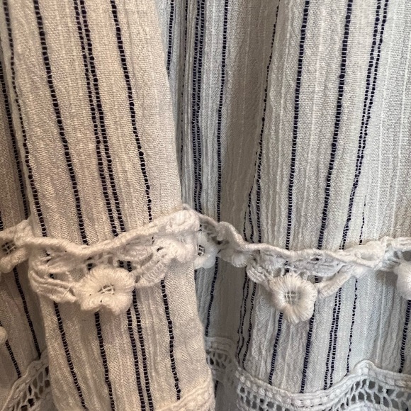 ASOS Blu/whiteStripe Peasant Dress w/embroidery Detail Sz US 10 - Picture 8 of 10